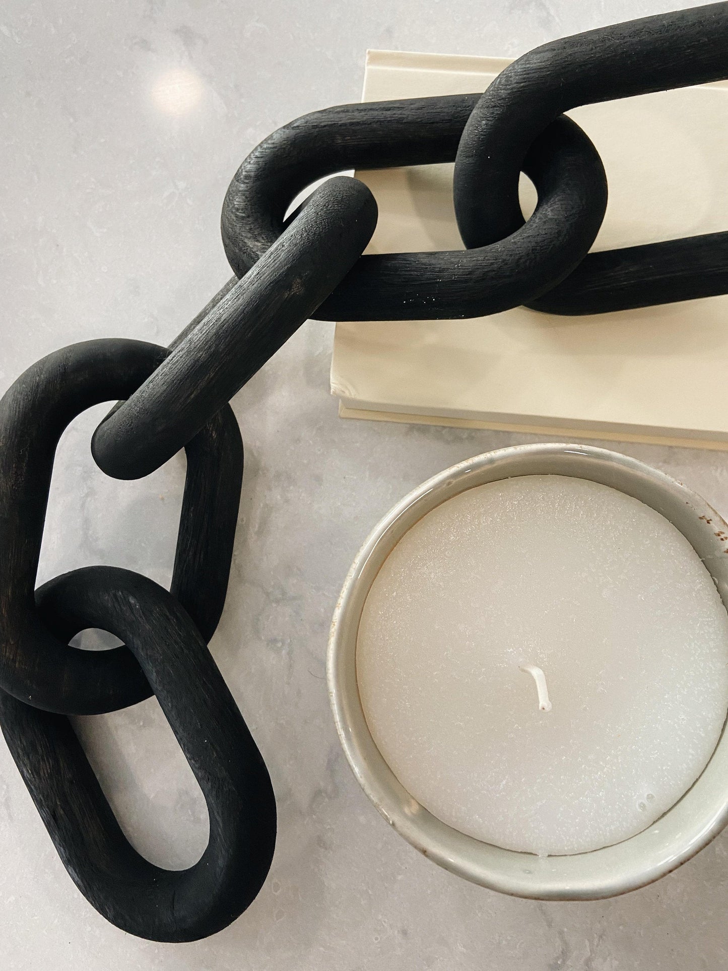 Black or White Decorative Wood Link Chain