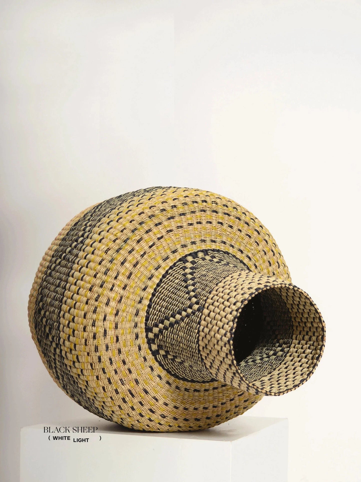 Large Ghana Bolga 'Linka' Basket  NATURAL + BLACK