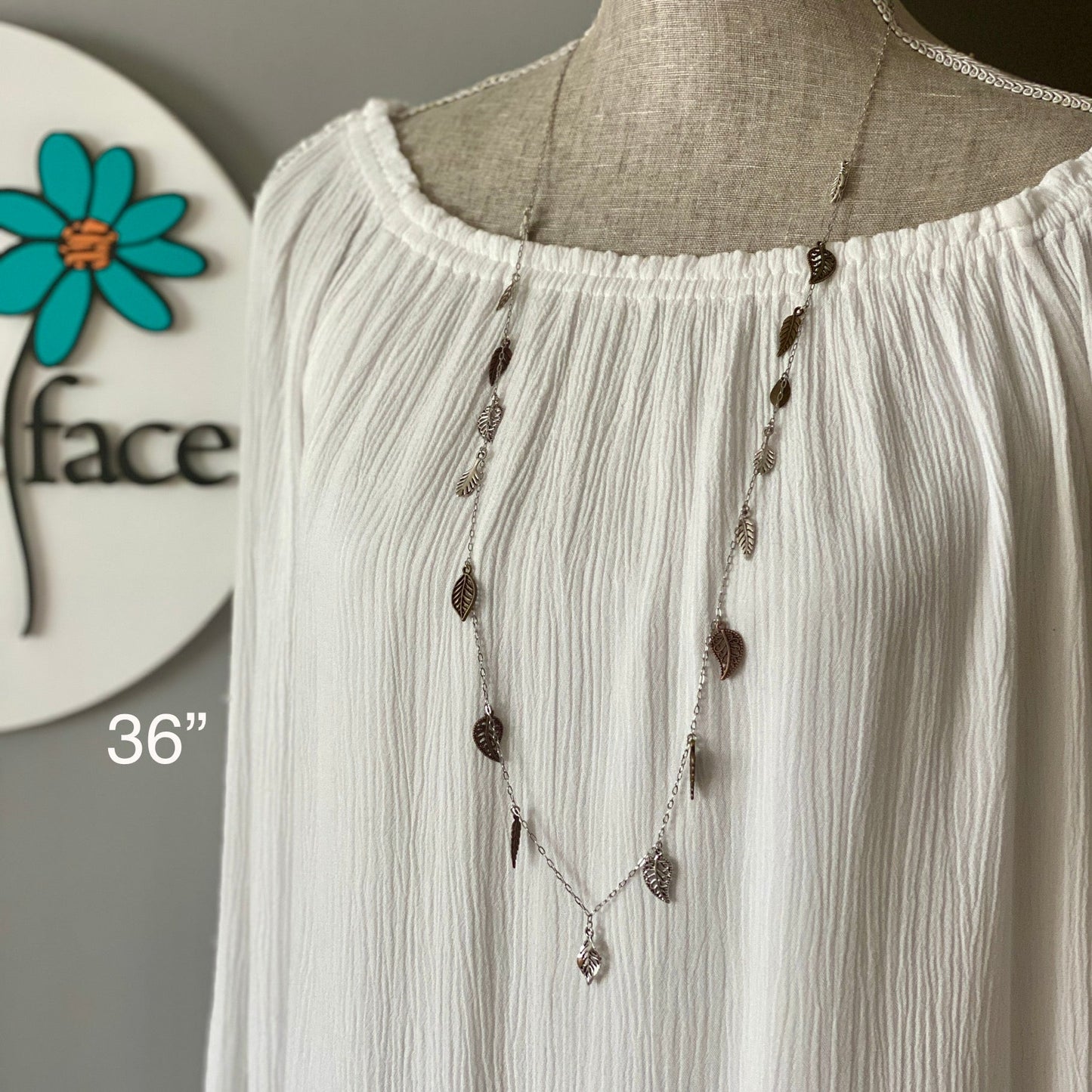 Waterfall Leaf Necklace – Long Layering Chain with Cascading Silver & Mixed Metal Leaves