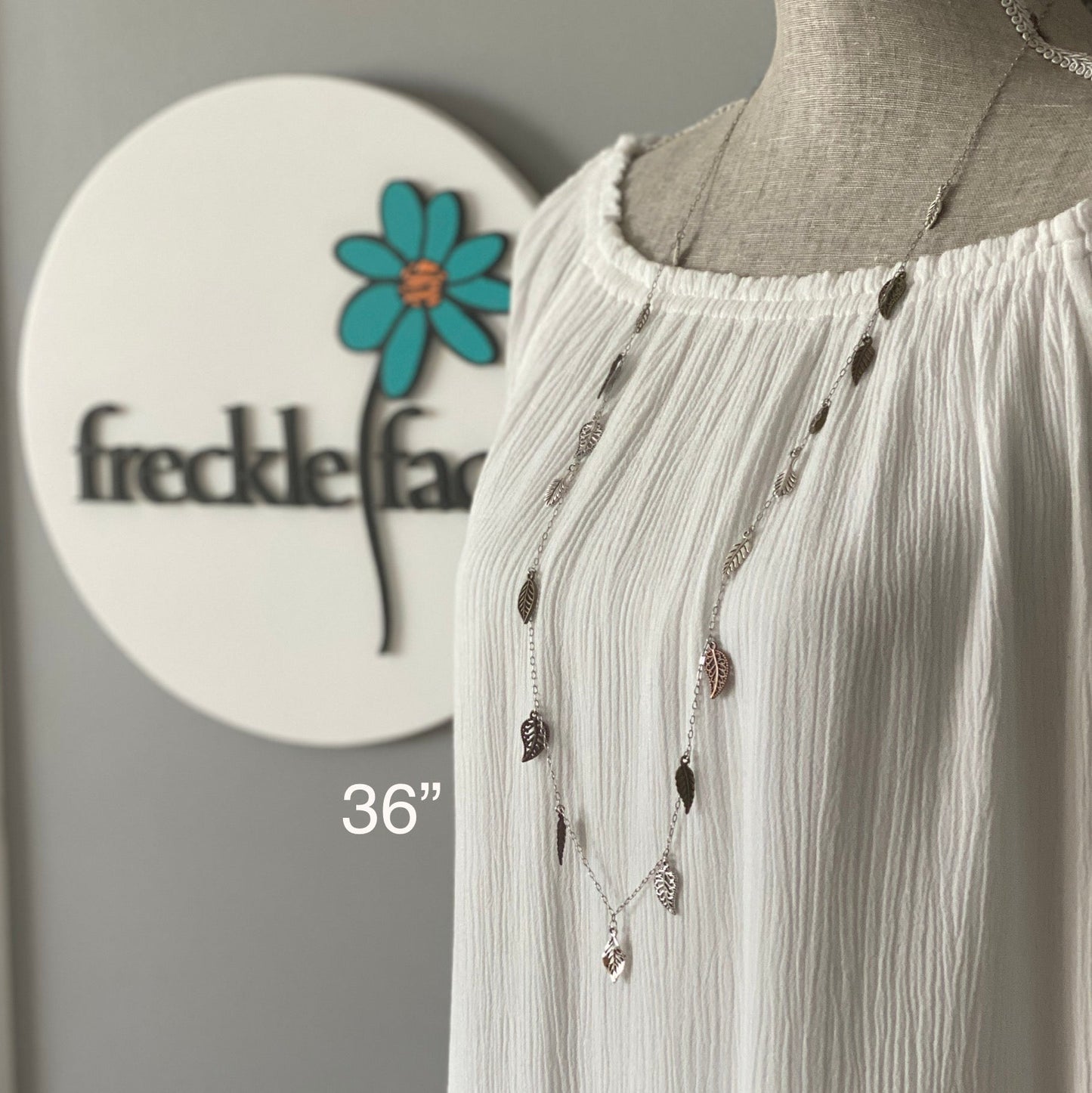 Waterfall Leaf Necklace – Long Layering Chain with Cascading Silver & Mixed Metal Leaves