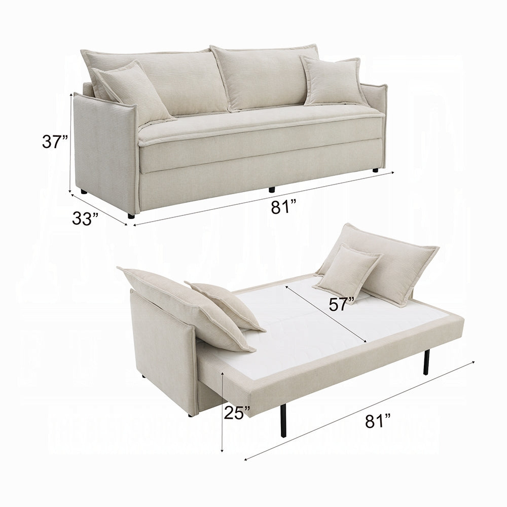 Faro Condo Size Sleeper Sofa w/Storage - Beige