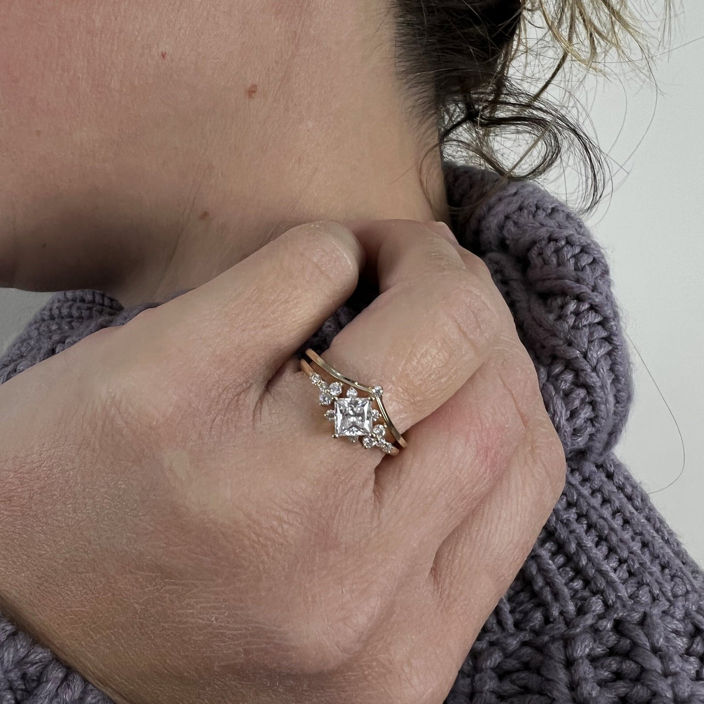 Bagues Ensemble d'alliances Princesse en or 10K et moissanites