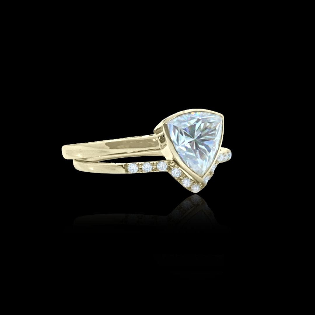 Bagues Ensemble d'alliances Trillion en or 10K et moissanites