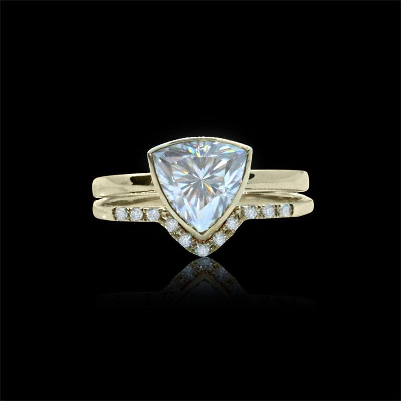 Bagues Ensemble d'alliances Trillion en or 10K et moissanites