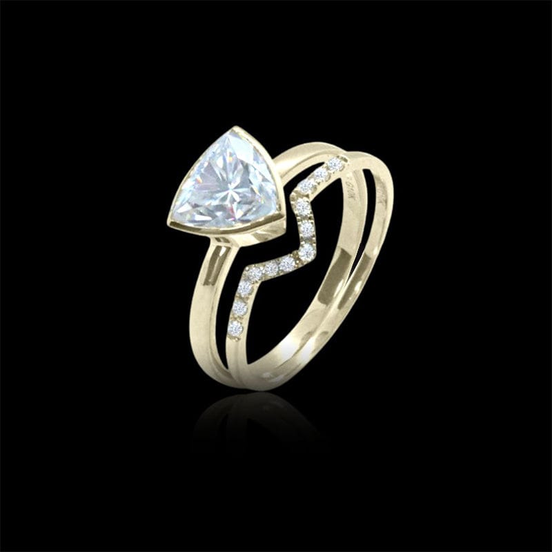 Bagues Ensemble d'alliances Trillion en or 10K et moissanites