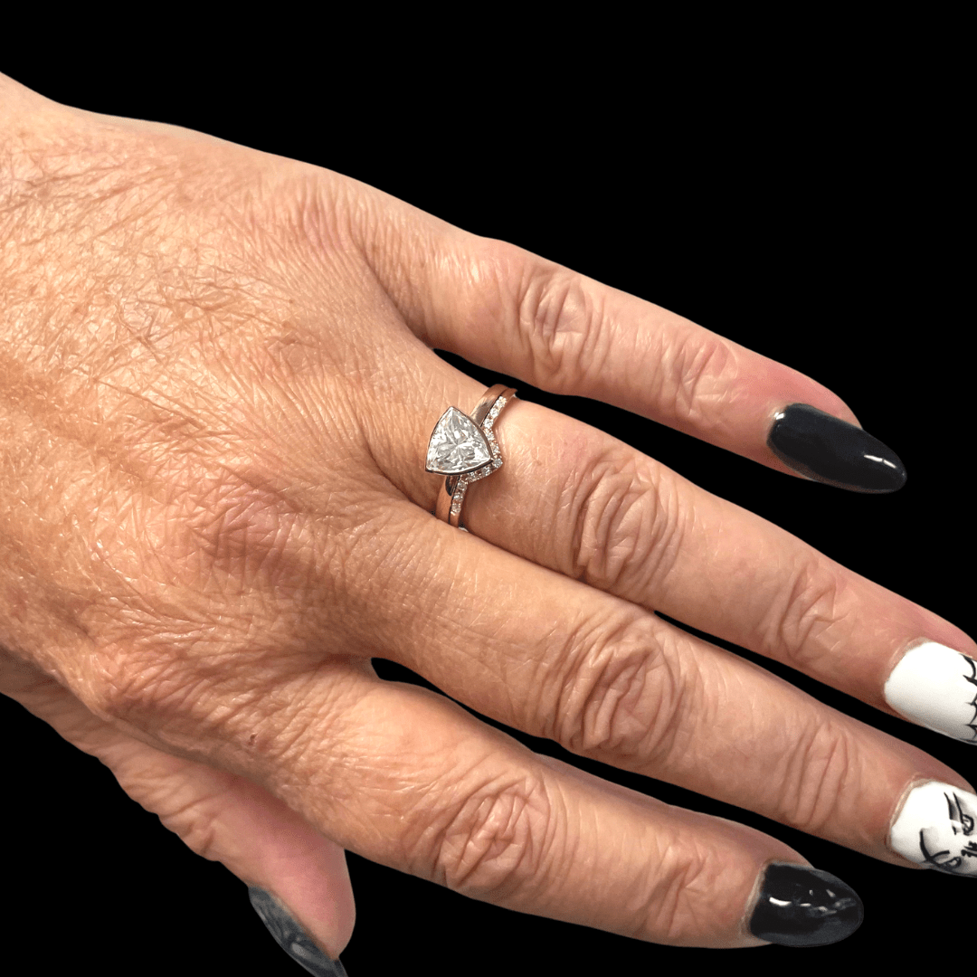 Bagues Ensemble d'alliances Trillion en or 10K et moissanites