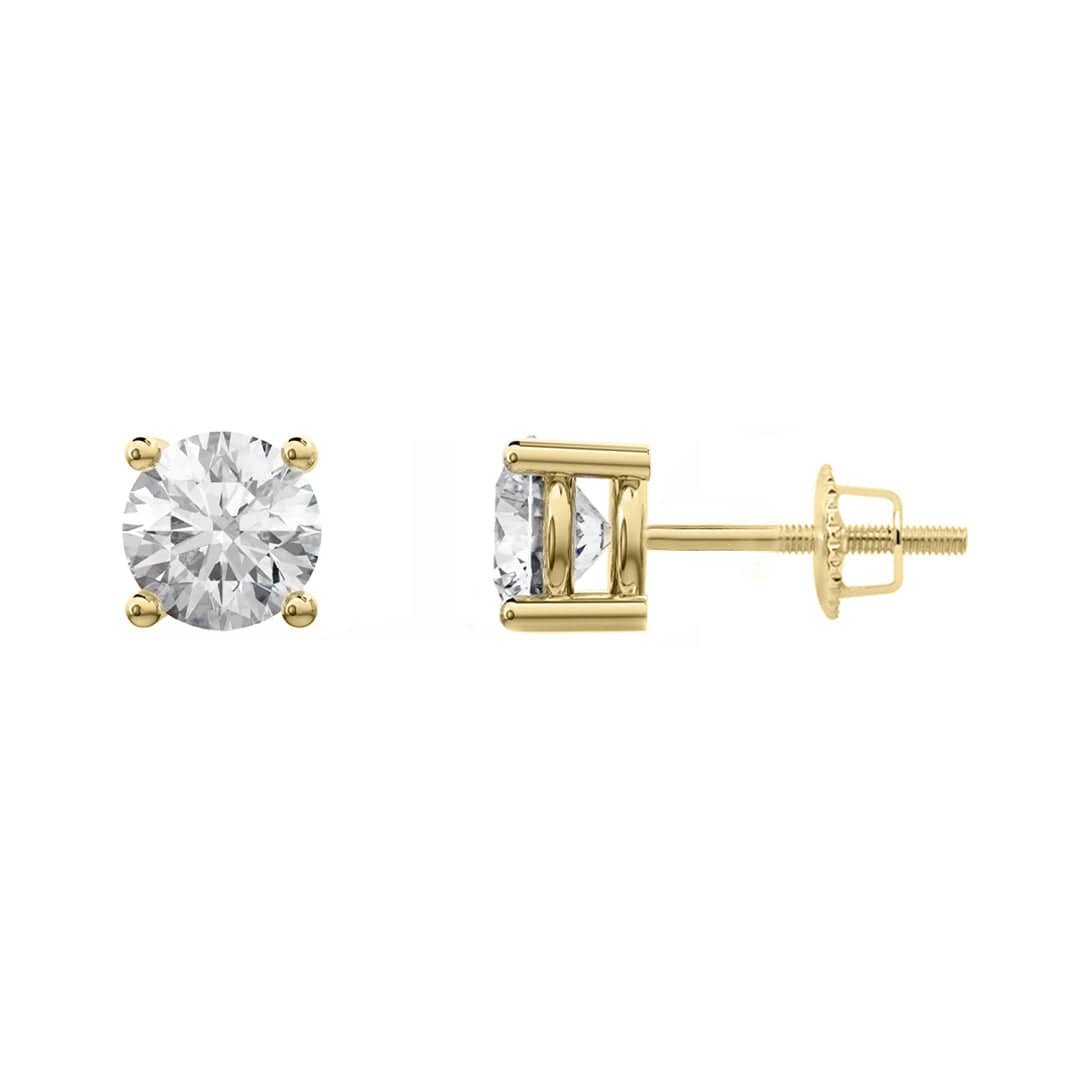 Boucles d'oreilles Classiques en or jaune ou blanc 10K et moissanites