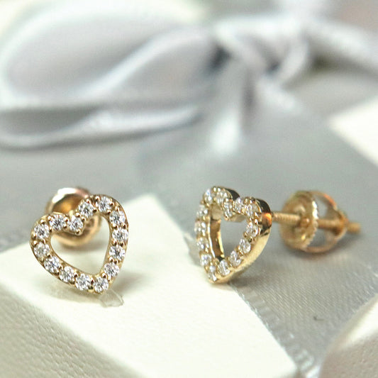 Boucles d'oreilles Coeurs en or 10K et moissanites