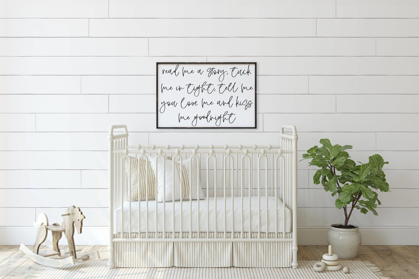 Read Me A Story, Tuck Me In Tight, Tell Me You Love Me & Kiss Me Goodnight Wood Sign