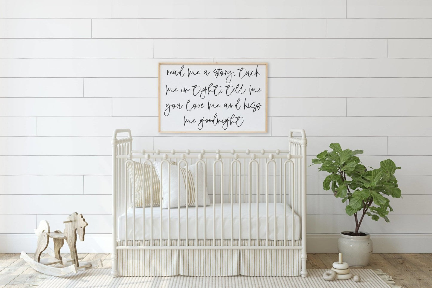 Read Me A Story, Tuck Me In Tight, Tell Me You Love Me & Kiss Me Goodnight Wood Sign