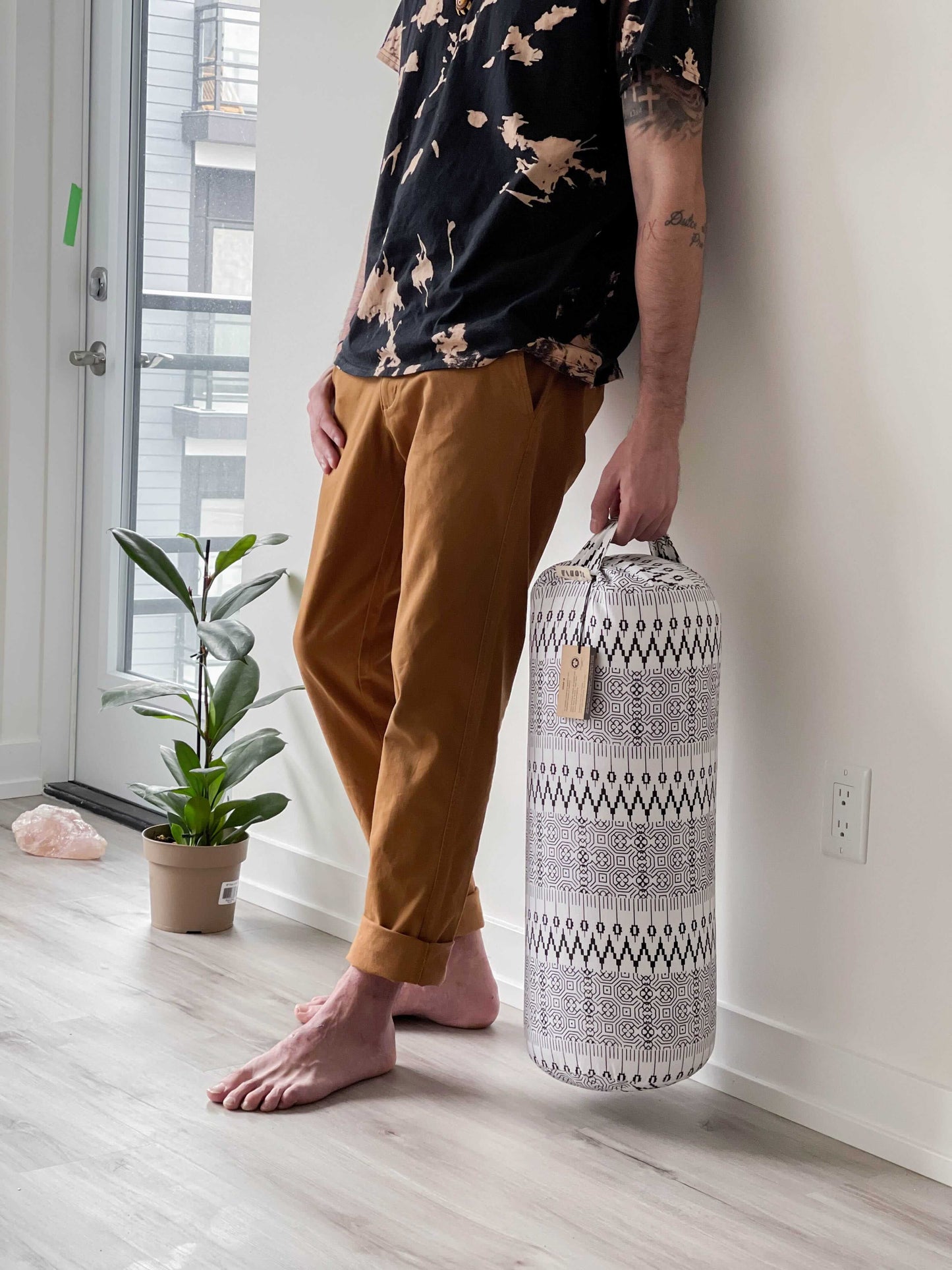 Natural & Organic Yoga Bolster | Black & White Print