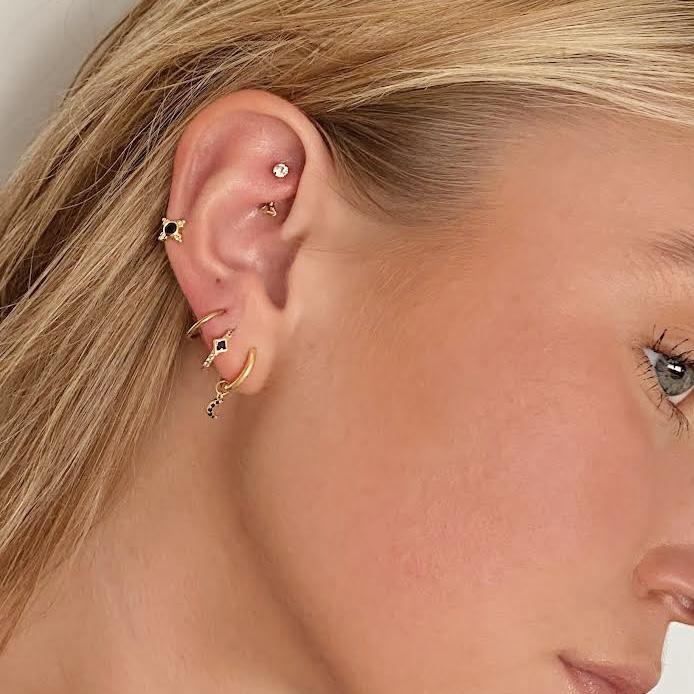 Selene Moon Drop Earrings- Black Zirconia