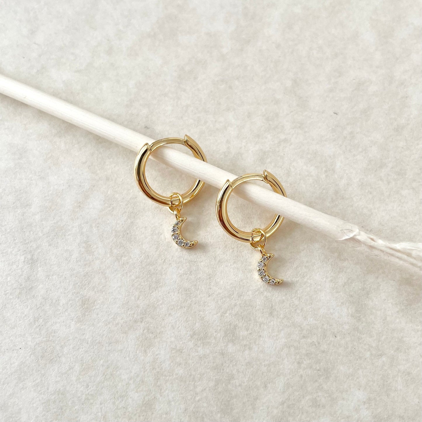 Selene Moon Drop Earrings- White Zirconia