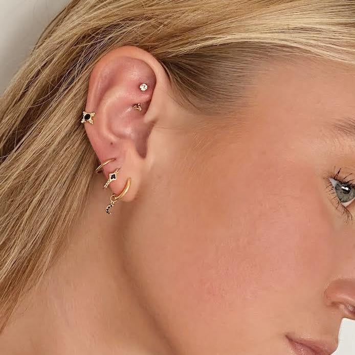 Selene Moon Drop Earrings- White Zirconia