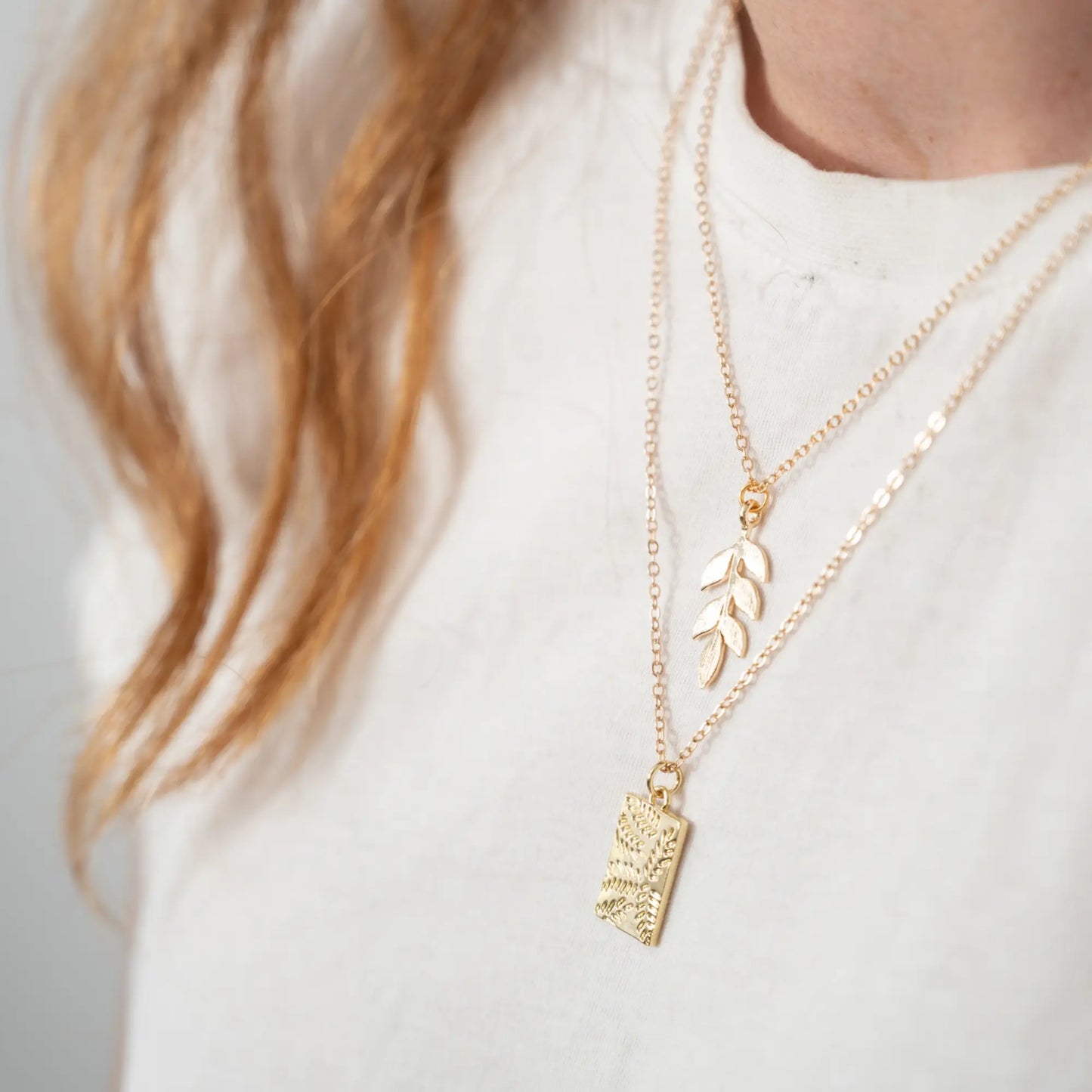 Gold Botanical Leaf Necklace Set