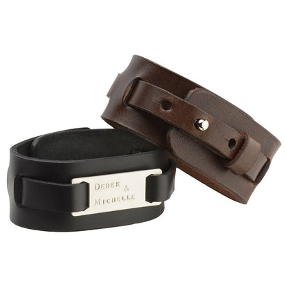 Men's Black Leather Cuff
