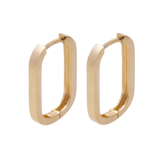10K Solid Yellow Gold Rectangle Earrings