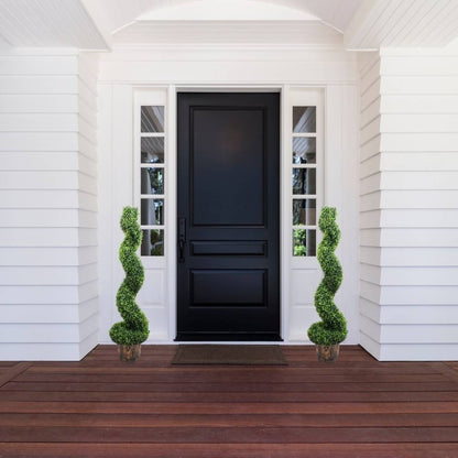 Norwich Faux Potted Spiral Boxwood Topiary Plant 48''