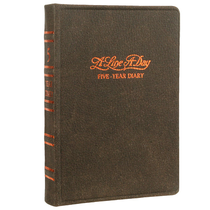 A Line a Day - 5 Year Recycled Leather Diary, Vintage Looking for Girls, Women and Men, 4.64x6.6" 394p. (Dark Brown)