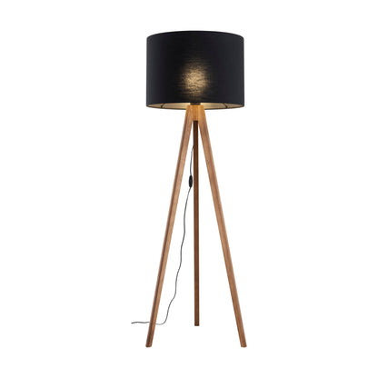 GRAND Walnut Black Floor Lamp