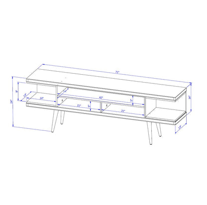 Eureka Modern 70.47" TV Stand with 4 Shelves - Off White Gloss/Maple Cream