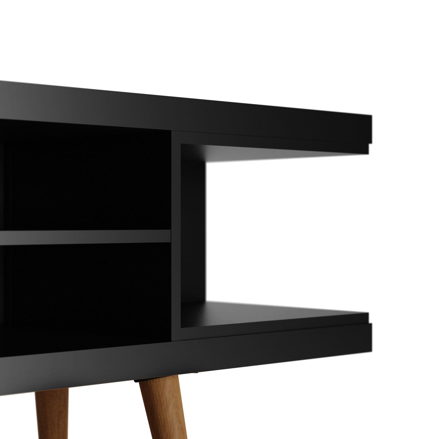 Eureka Modern 70.47" TV Stand with 4 Shelves - Black/Maple Cream