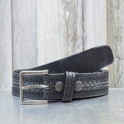 Brown Arrow Patterned 100% Real Distressed Leather Belt