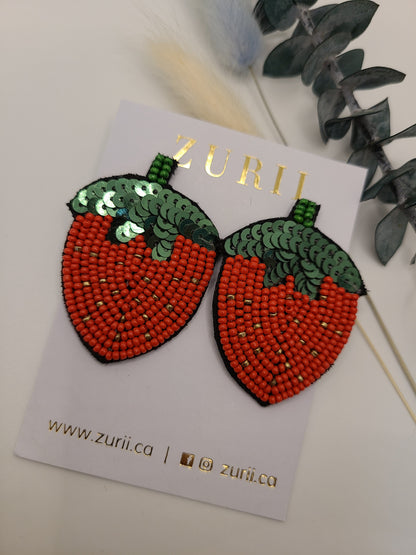 Strawberry Beaded Earrings