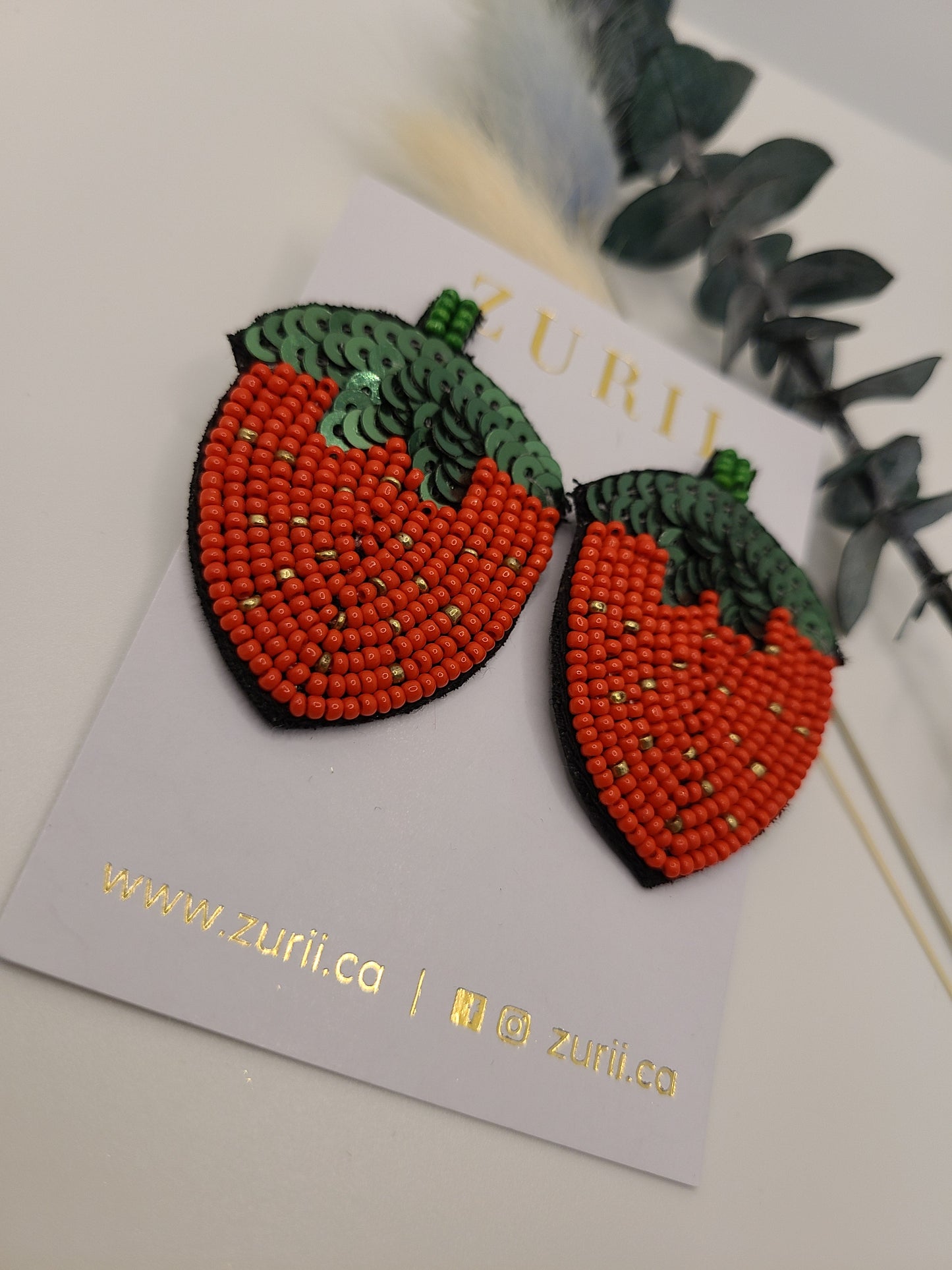 Strawberry Beaded Earrings