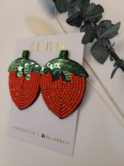 Strawberry Beaded Earrings