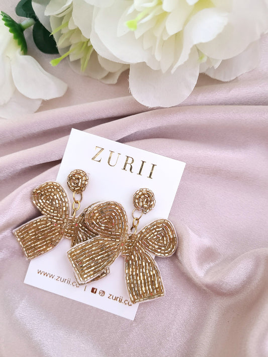 Sophia Bow Earrings- Golden