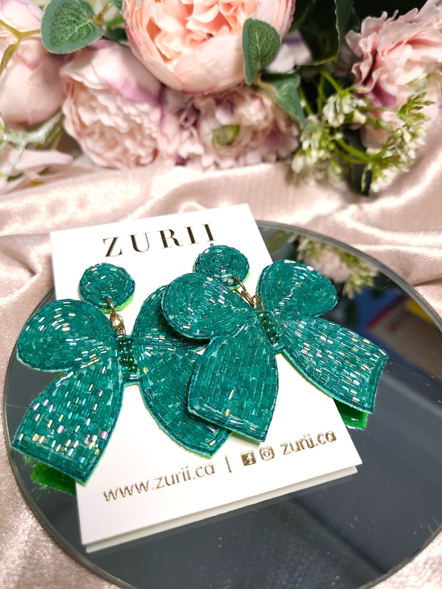 Sophia Bow earrings- Green