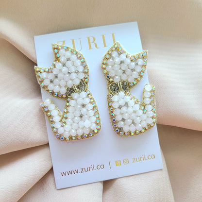 White Cat earrings