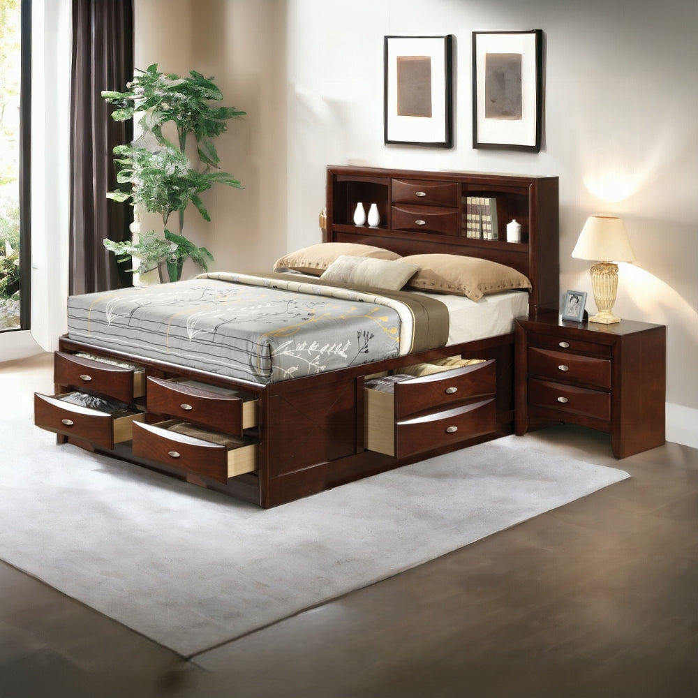 Neend Multi Drawer Storage Platform Bed - Expresso