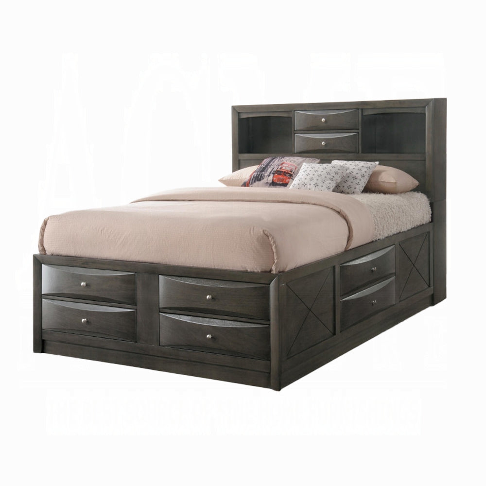 Neend Multi Drawer Storage Platform Bed - Grey Oak
