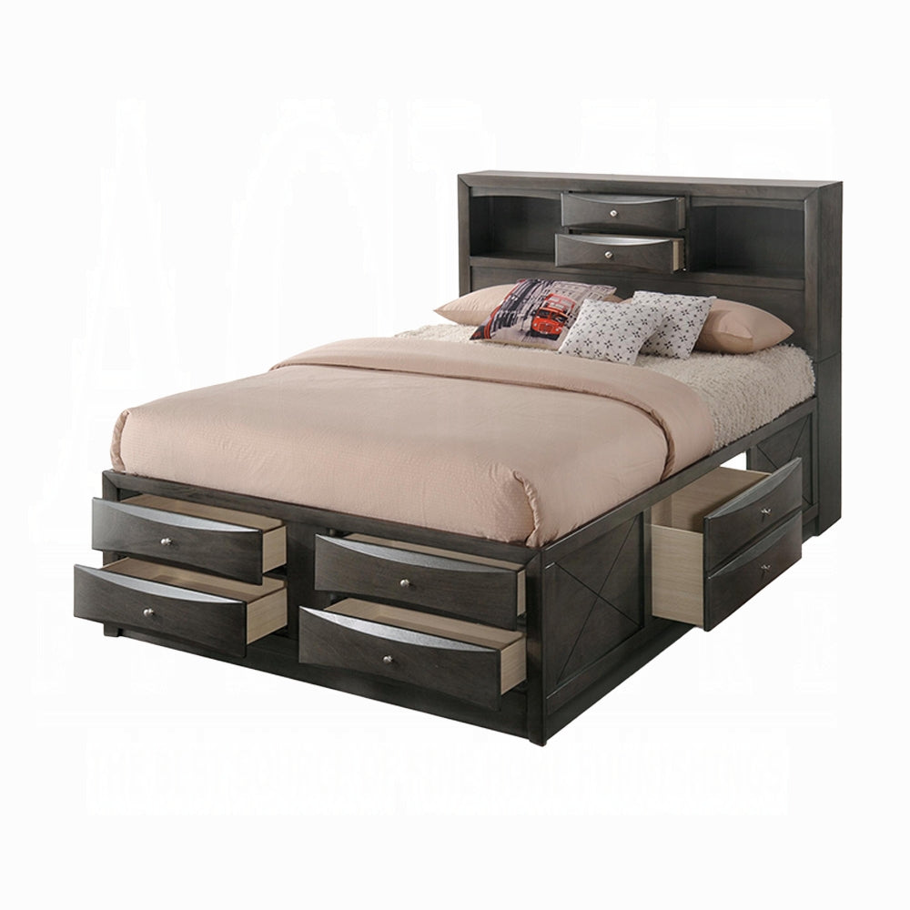 Neend Multi Drawer Storage Platform Bed - Grey Oak