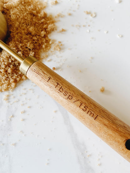 Wood and Gold Measuring Cups, Set of 8