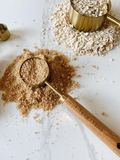 Wood and Gold Measuring Cups, Set of 8