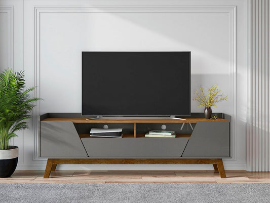 Malmo Modern 70.8" TV Stand with 2 Drawers - Grey/Brown