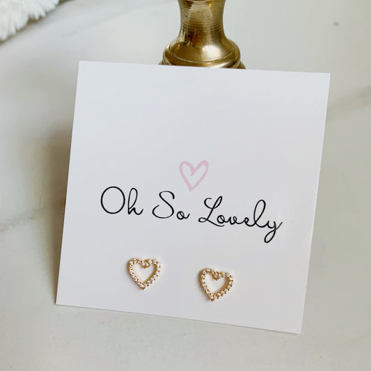 Gold diamond heart studs