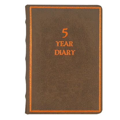 A Line a Day - 5 Year Recycled Leather Diary, Vintage Looking for Girls, Women and Men, 4.64x6.6" 394p. (Dark Brown)