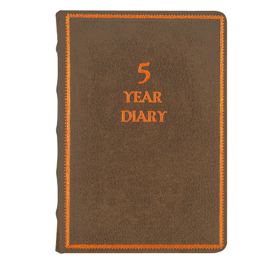 A Line a Day - 5 Year Recycled Leather Diary, Vintage Looking for Girls, Women and Men, 4.64x6.6" 394p. (Dark Brown)