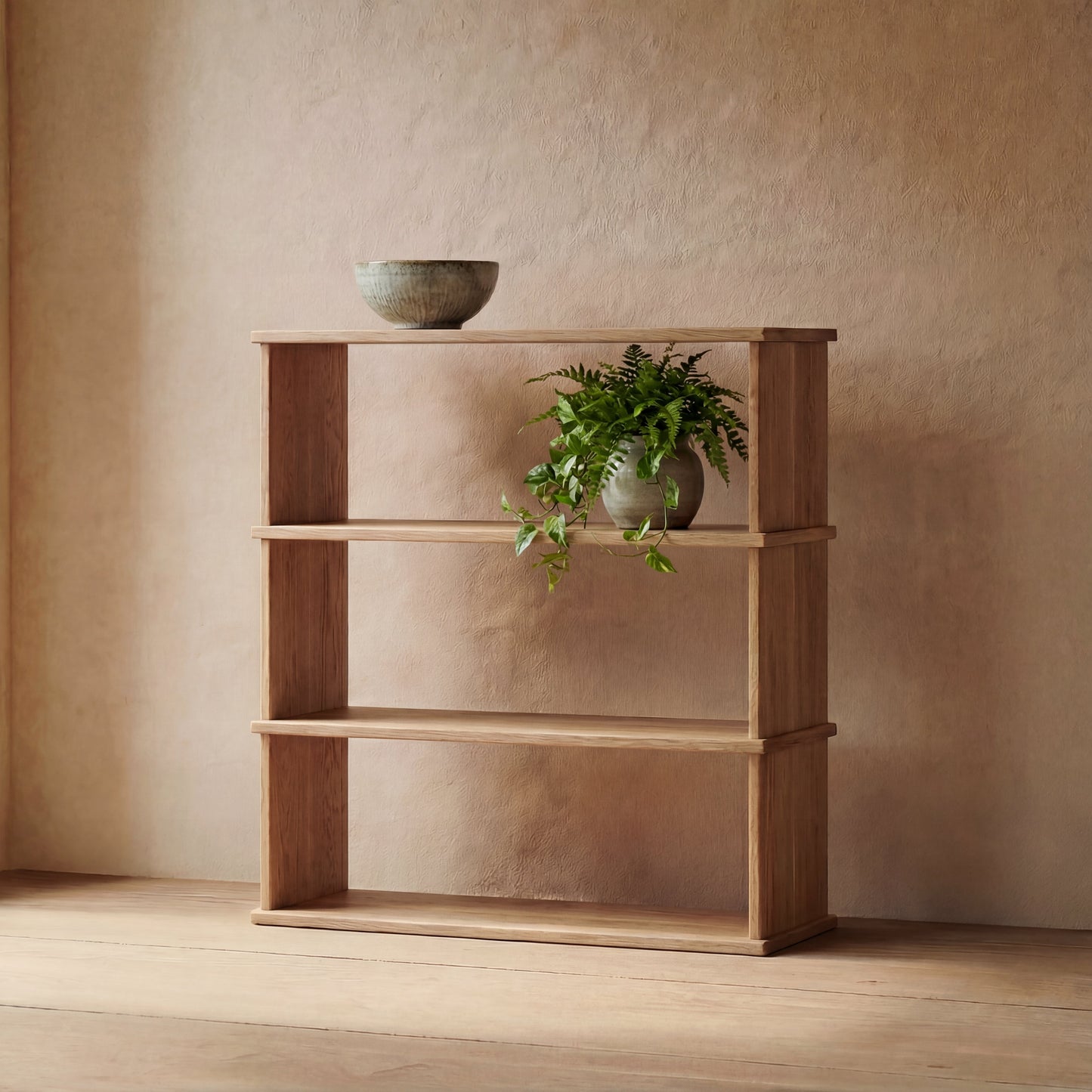 3 shelf bookcase in white oak