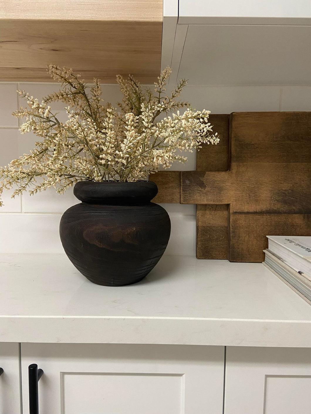 Black Paulownia Wooden Vase