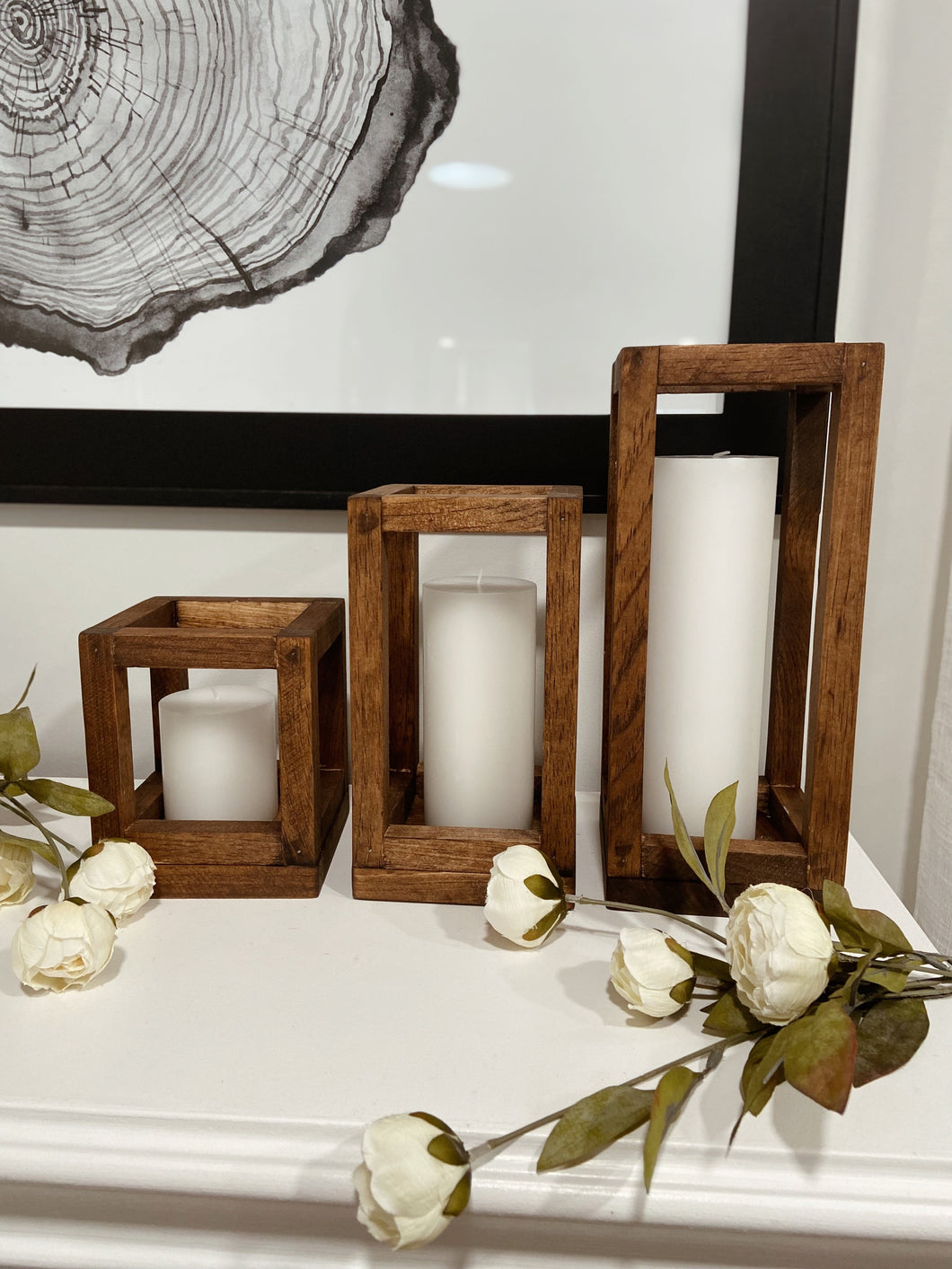 Mini - Set of Three Wooden Candle Lantern