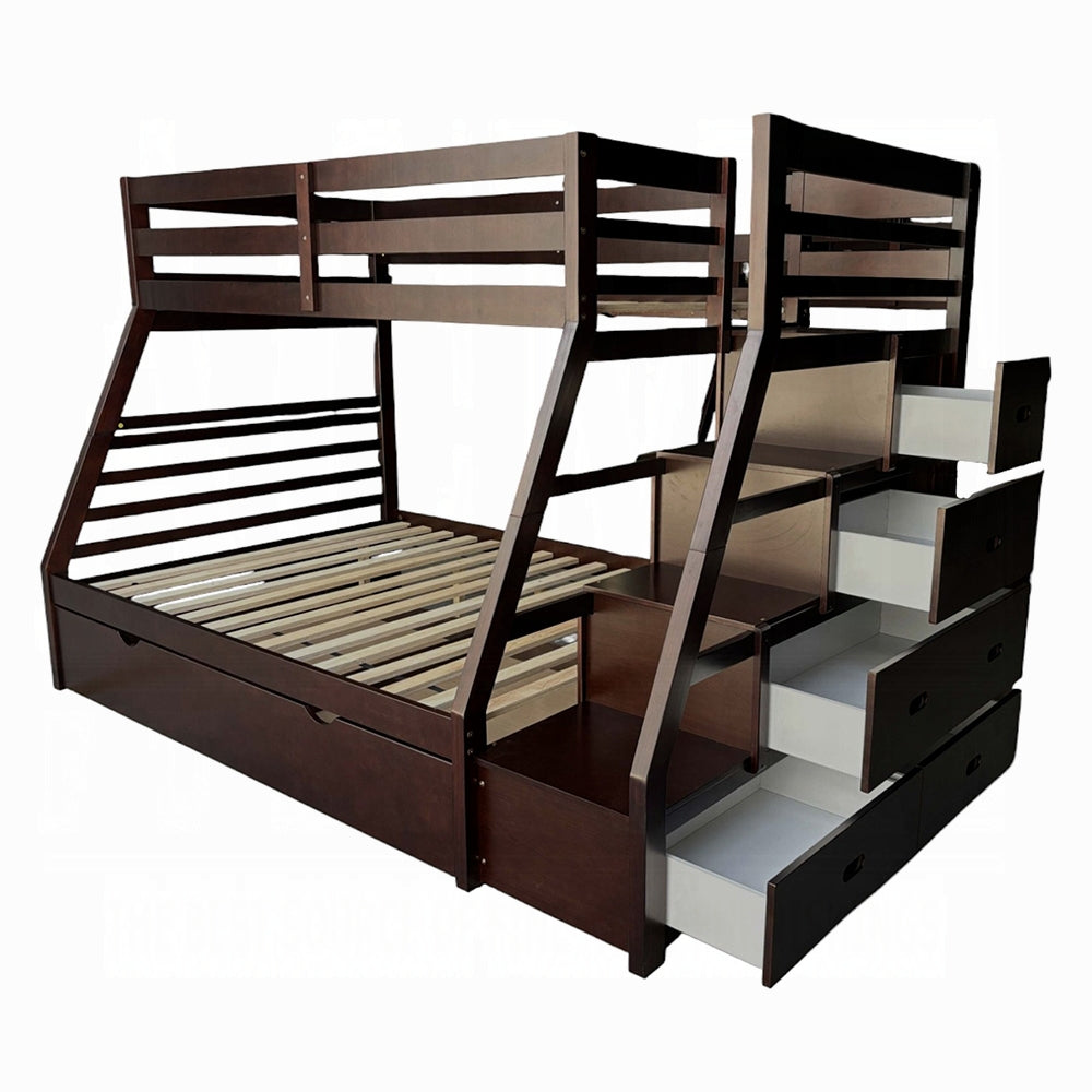 Mojo Twin/Full Bunk Loft Bed W/Trundle & Storage - Expresso