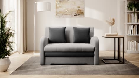 Ario Condo Style 2 Seater Storage Sleeper Sofa - Light Grey/Charcoal