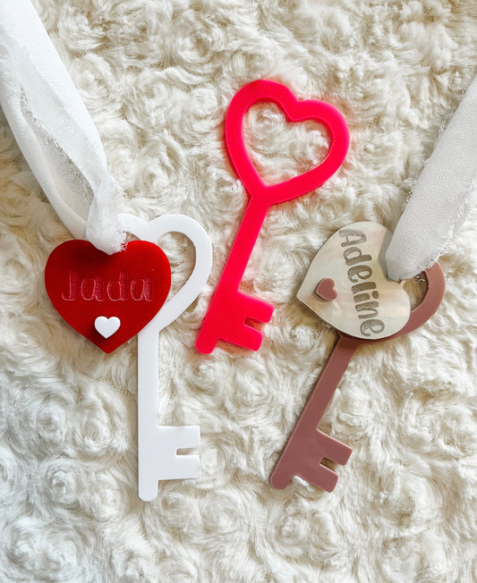 Key & Heart Valentines Basket Tag