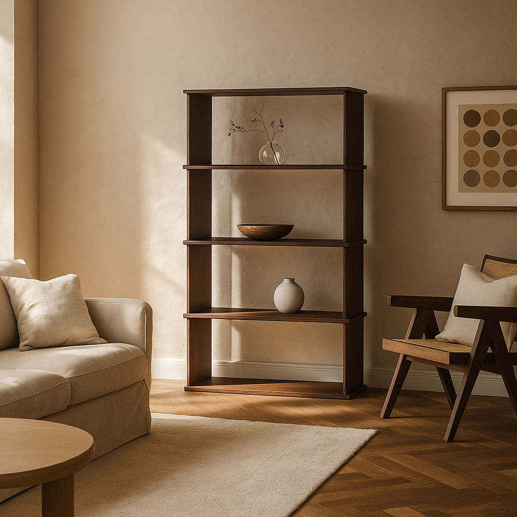 4 shelf bookcase in walnut
