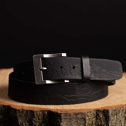 The Wildlife Belt - Cognac Embossed Full Grain Leather Belt Made in Canada